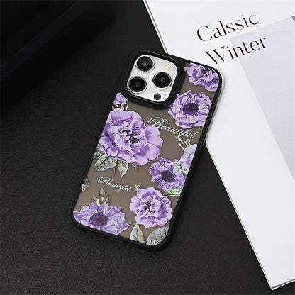 ELECTROPRIME For iPhone 15 Skin Feel Matte TPU+PC Shockproof Phone Case(Purple Flower)