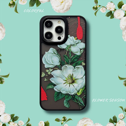 ELECTROPRIME For iPhone 15 Skin Feel Matte TPU+PC Shockproof Phone Case(Camellia)