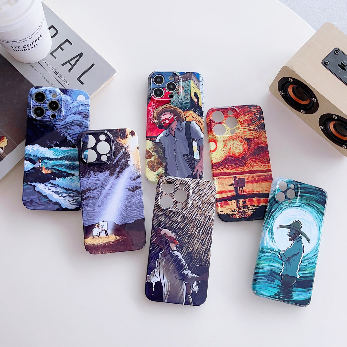 ELECTROPRIME For iPhone 15 Plus Precise Hole Oil Painting Pattern PC Phone Case(Shine)