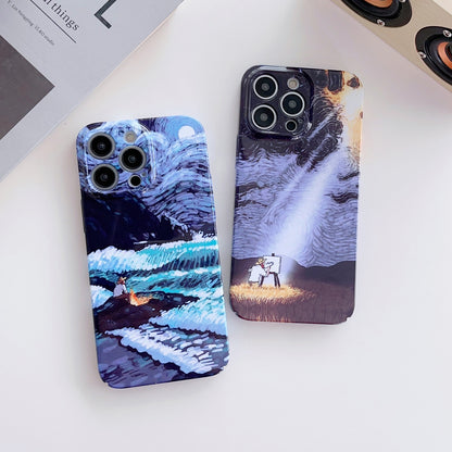 ELECTROPRIME For iPhone 15 Plus Precise Hole Oil Painting Pattern PC Phone Case(Shine)