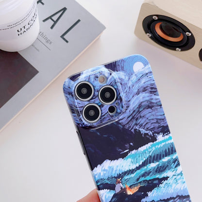 ELECTROPRIME For iPhone 15 Plus Precise Hole Oil Painting Pattern PC Phone Case(Shine)
