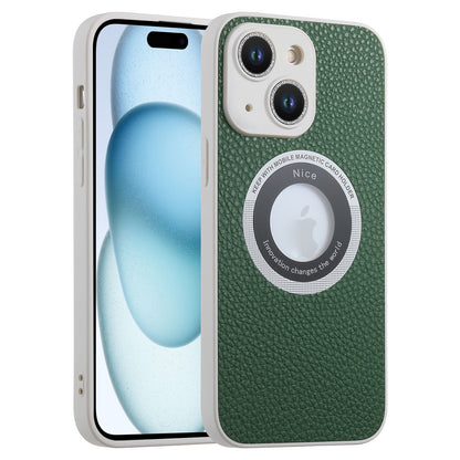 ELECTROPRIME For iPhone 15 Litchi Texture MagSafe TPU Full Coverage Shockproof Phone Case(Green)
