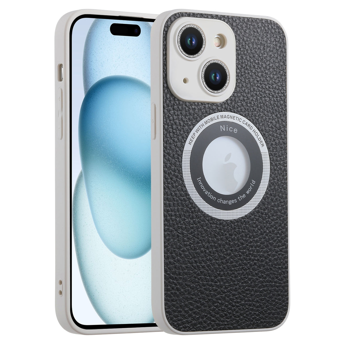 ELECTROPRIME For iPhone 15 Litchi Texture MagSafe TPU Full Coverage Shockproof Phone Case(Black)