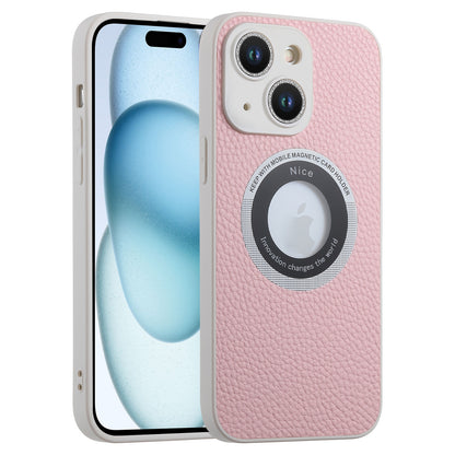 ELECTROPRIME For iPhone 15 Litchi Texture MagSafe TPU Full Coverage Shockproof Phone Case(Pink)