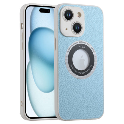 ELECTROPRIME For iPhone 15 Litchi Texture MagSafe TPU Full Coverage Shockproof Phone Case(Blue)