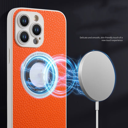 Electroprime For iPhone 15 Plus Litchi Texture MagSafe TPU Full Coverage Shockproof Phone Case(Orange)