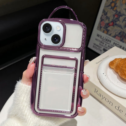 ELECTROPRIME For iPhone 15 Electroplated Clear Card Slot TPU Phone Case(Purple)