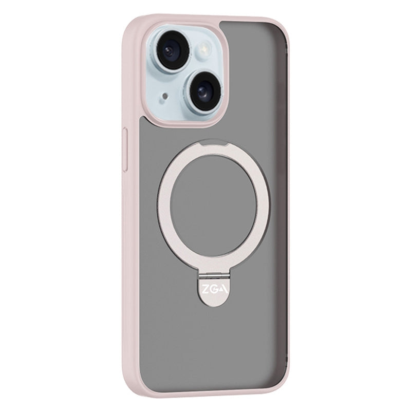 ELECTROPRIME For iPhone 15 ZGA Magsafe Holder PC Hybrid TPU Phone Case(Pink)
