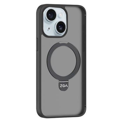 ELECTROPRIME For iPhone 15 ZGA Magsafe Holder PC Hybrid TPU Phone Case(Black)
