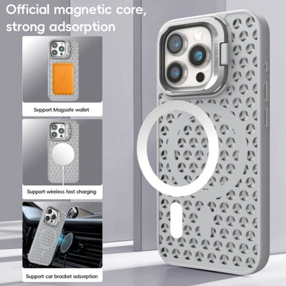 ELECTROPRIME For iPhone 15 Plus Hollow Cooling Lens Holder MagSafe Magnetic TPU Phone Case(Blue)
