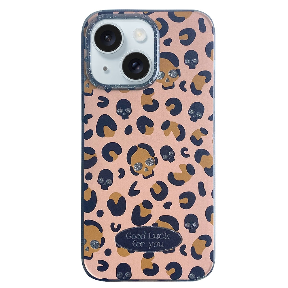 ELECTROPRIME For iPhone 15 Glitter Powder Leopard Print PC + TPU Phone Case(Brown)