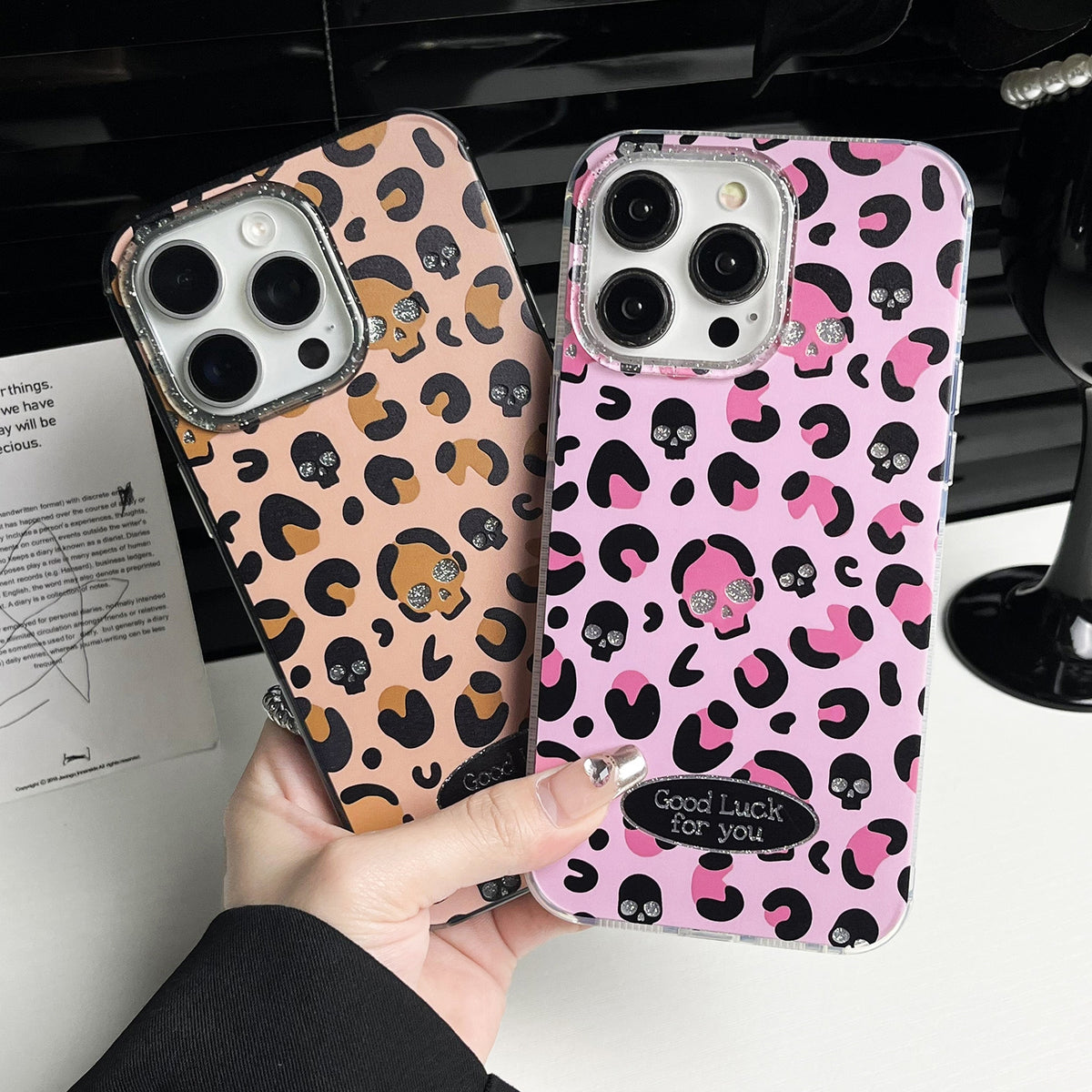 ELECTROPRIME For iPhone 15 Glitter Powder Leopard Print PC + TPU Phone Case(Brown)