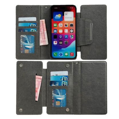 ELECTROPRIME For iPhone 15 Plus Multifunctional Seven Cards Wallet Leather Phone Case(Grey)
