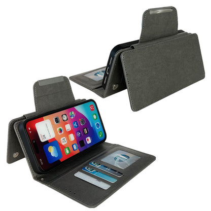 ELECTROPRIME For iPhone 15 Plus Multifunctional Seven Cards Wallet Leather Phone Case(Grey)