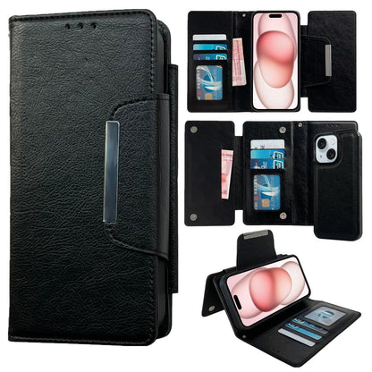 ELECTROPRIME For iPhone 15 Multifunctional Seven Cards Wallet Leather Phone Case(Black)