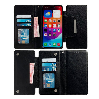ELECTROPRIME For iPhone 15 Multifunctional Seven Cards Wallet Leather Phone Case(Black)