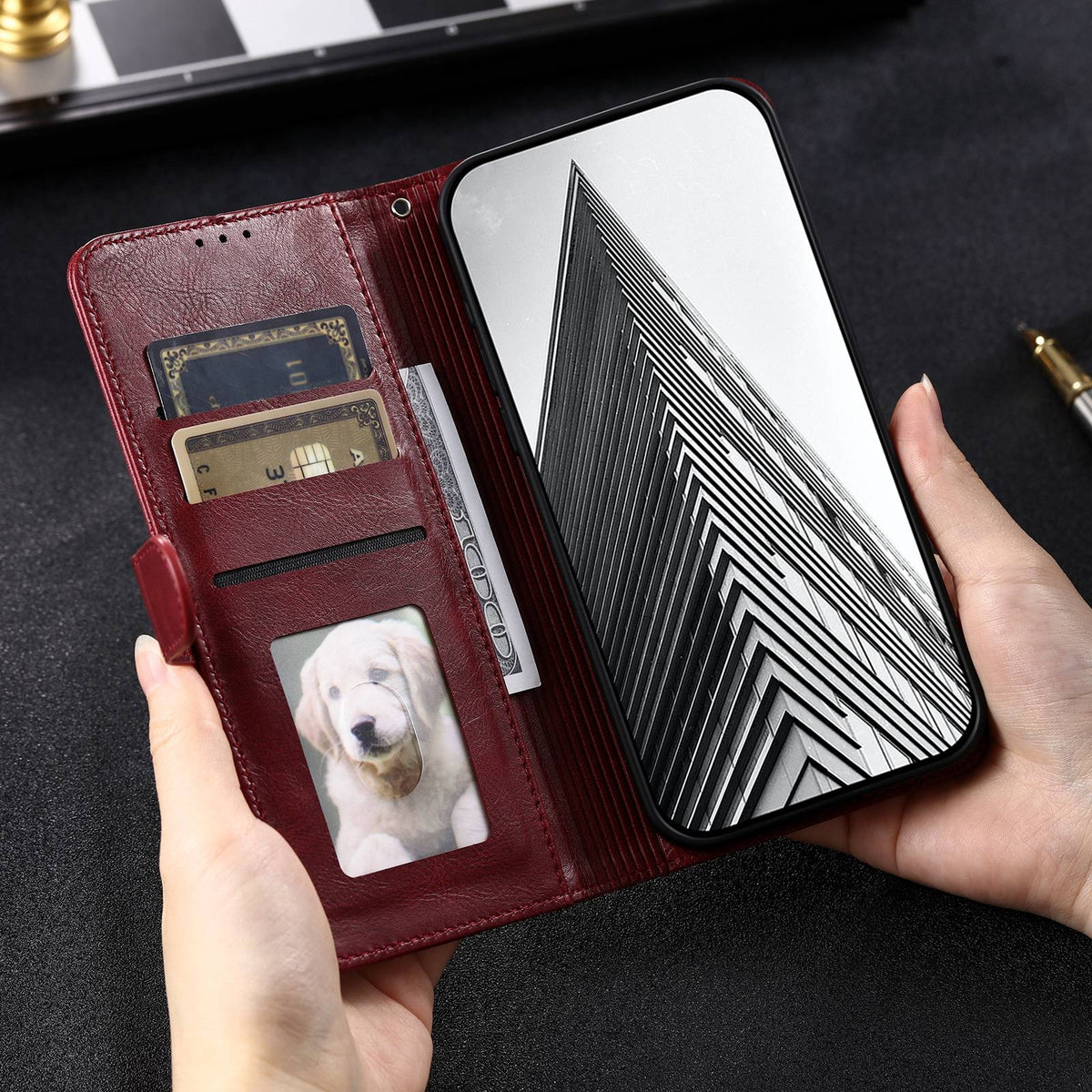 ELECTROPRIME For iPhone 15 Plus Simple 6-Card Wallet Leather Phone Case(Wine Red)