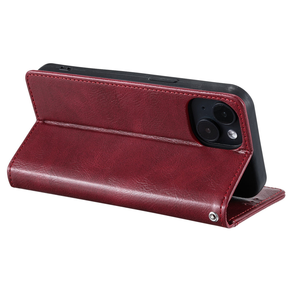 ELECTROPRIME For iPhone 15 Plus Simple 6-Card Wallet Leather Phone Case(Wine Red)