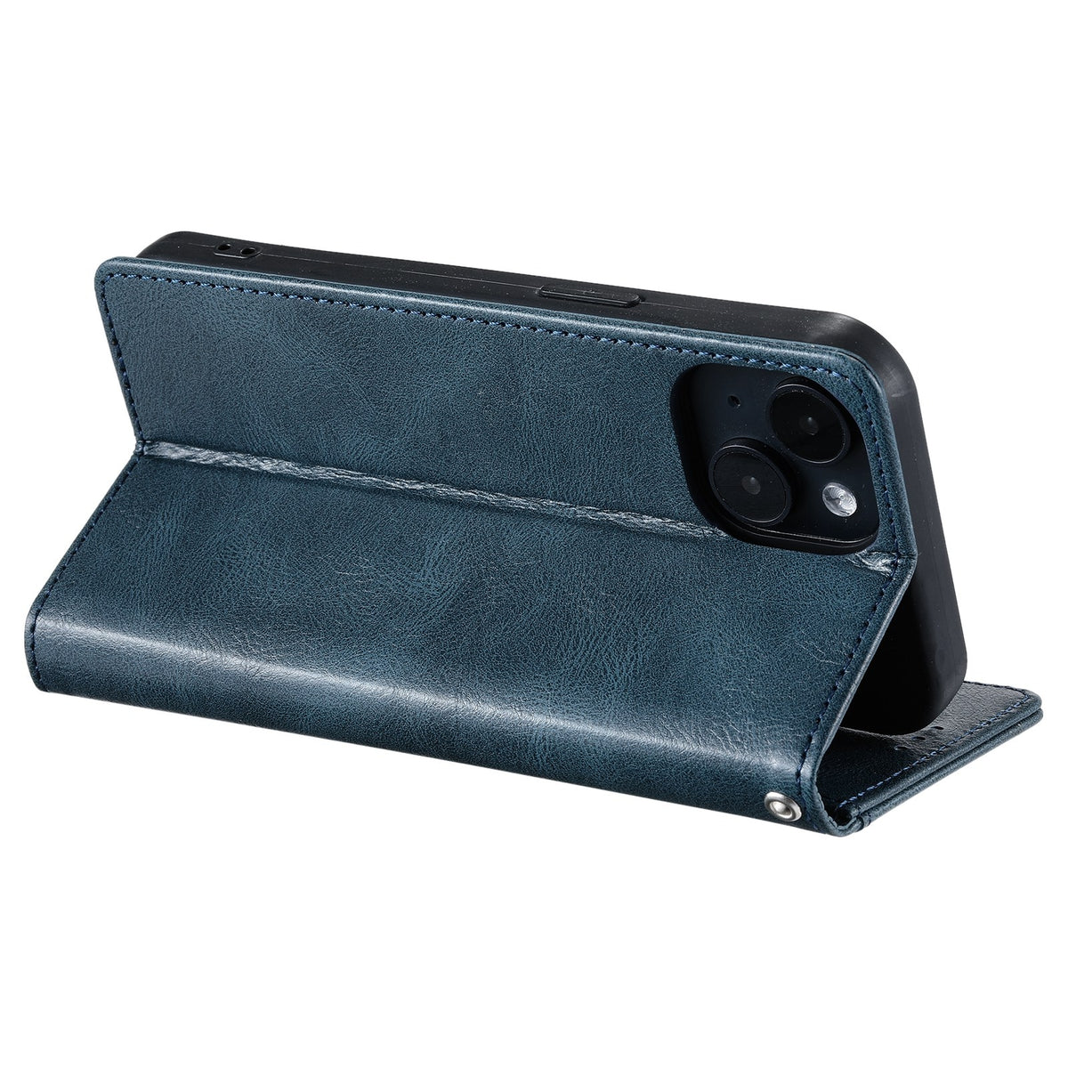 ELECTROPRIME For iPhone 15 Simple 6-Card Wallet Leather Phone Case(Navy Blue)