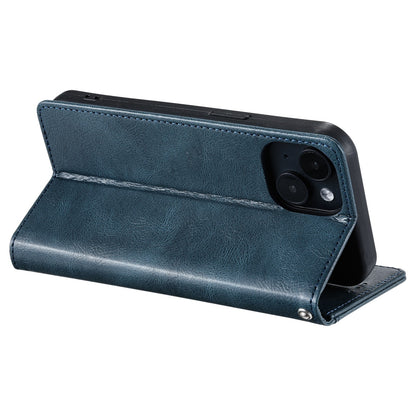 ELECTROPRIME For iPhone 15 Simple 6-Card Wallet Leather Phone Case(Navy Blue)