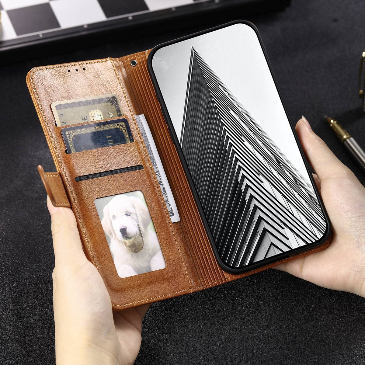 ELECTROPRIME For iPhone 15 Simple 6-Card Wallet Leather Phone Case(Brown)