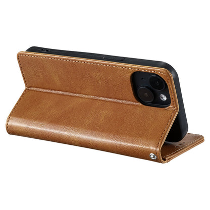 ELECTROPRIME For iPhone 15 Simple 6-Card Wallet Leather Phone Case(Brown)
