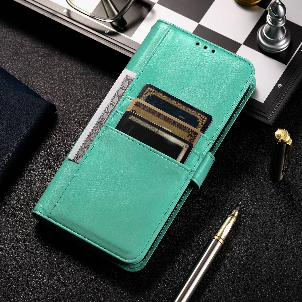 ELECTROPRIME For iPhone 15 Simple 6-Card Wallet Leather Phone Case(Green)