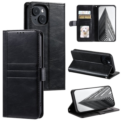 ELECTROPRIME For iPhone 15 Simple 6-Card Wallet Leather Phone Case(Black)