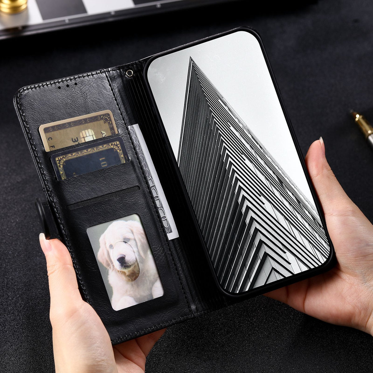 ELECTROPRIME For iPhone 15 Simple 6-Card Wallet Leather Phone Case(Black)