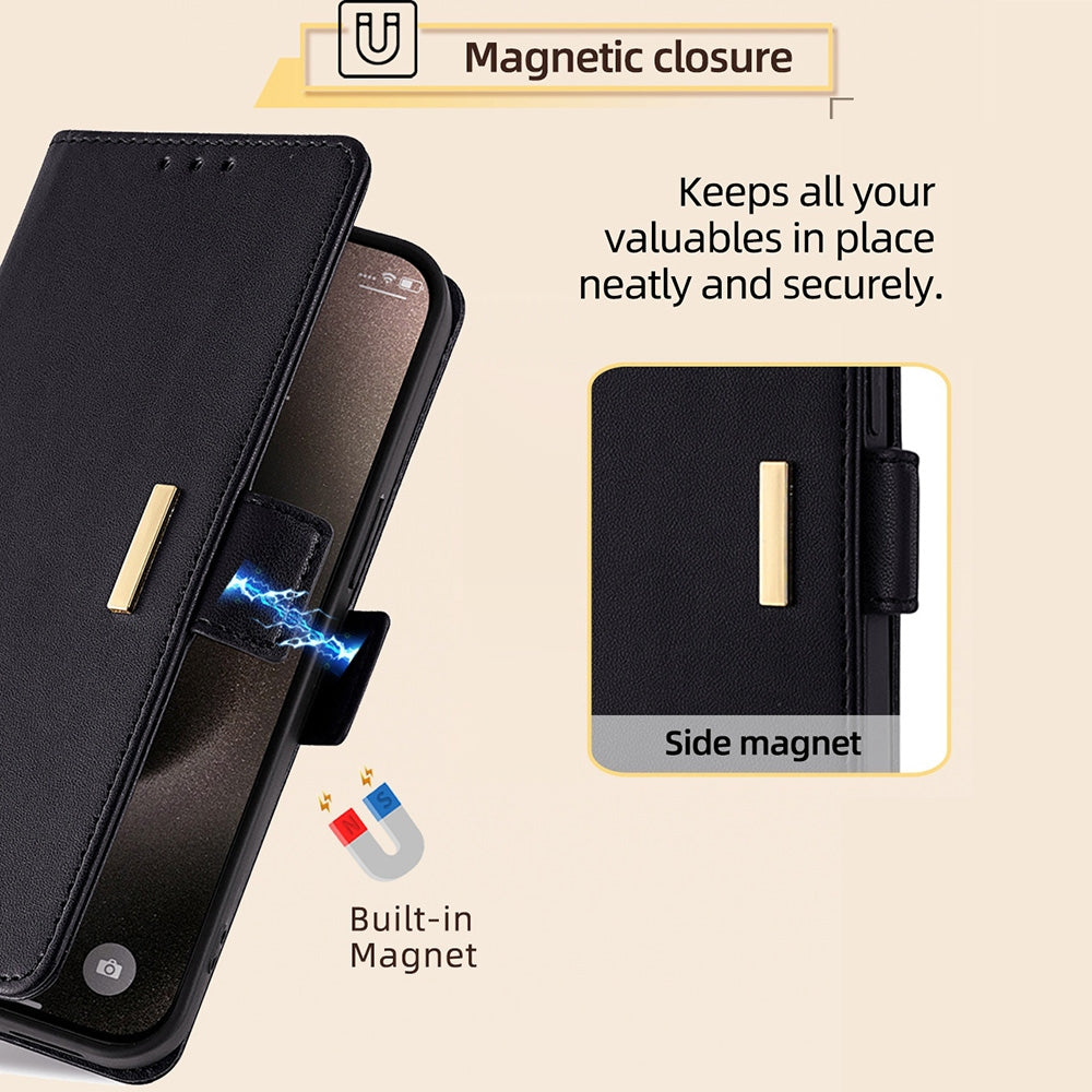 ELECTROPRIME For iPhone 15 Plus Crossbody Chain Leather Phone Case(Black)