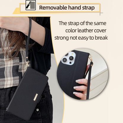 ELECTROPRIME For iPhone 15 Plus Crossbody Chain Leather Phone Case(Black)