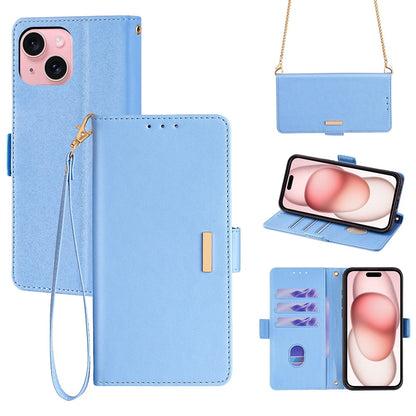 ELECTROPRIME For iPhone 15 Crossbody Chain Leather Phone Case(Blue)