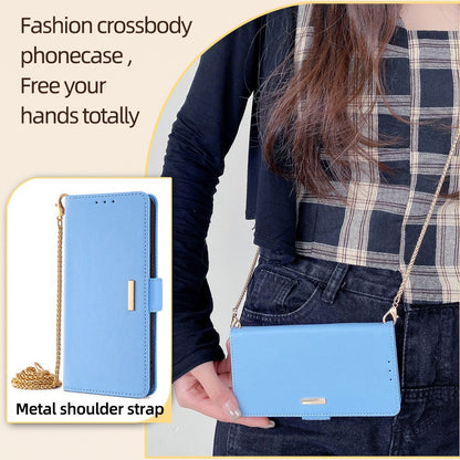 ELECTROPRIME For iPhone 15 Crossbody Chain Leather Phone Case(Blue)