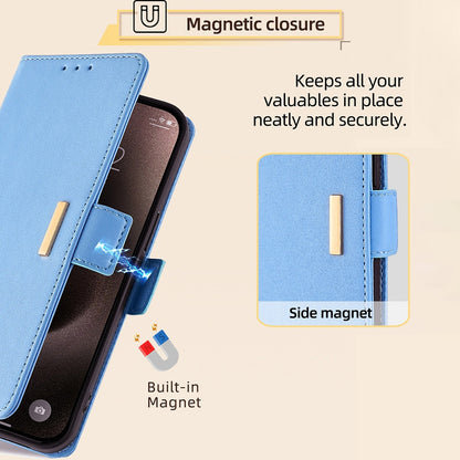 ELECTROPRIME For iPhone 15 Crossbody Chain Leather Phone Case(Blue)