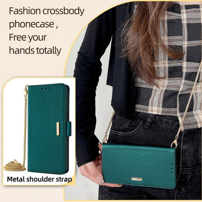 ELECTROPRIME For iPhone 15 Crossbody Chain Leather Phone Case(Green)