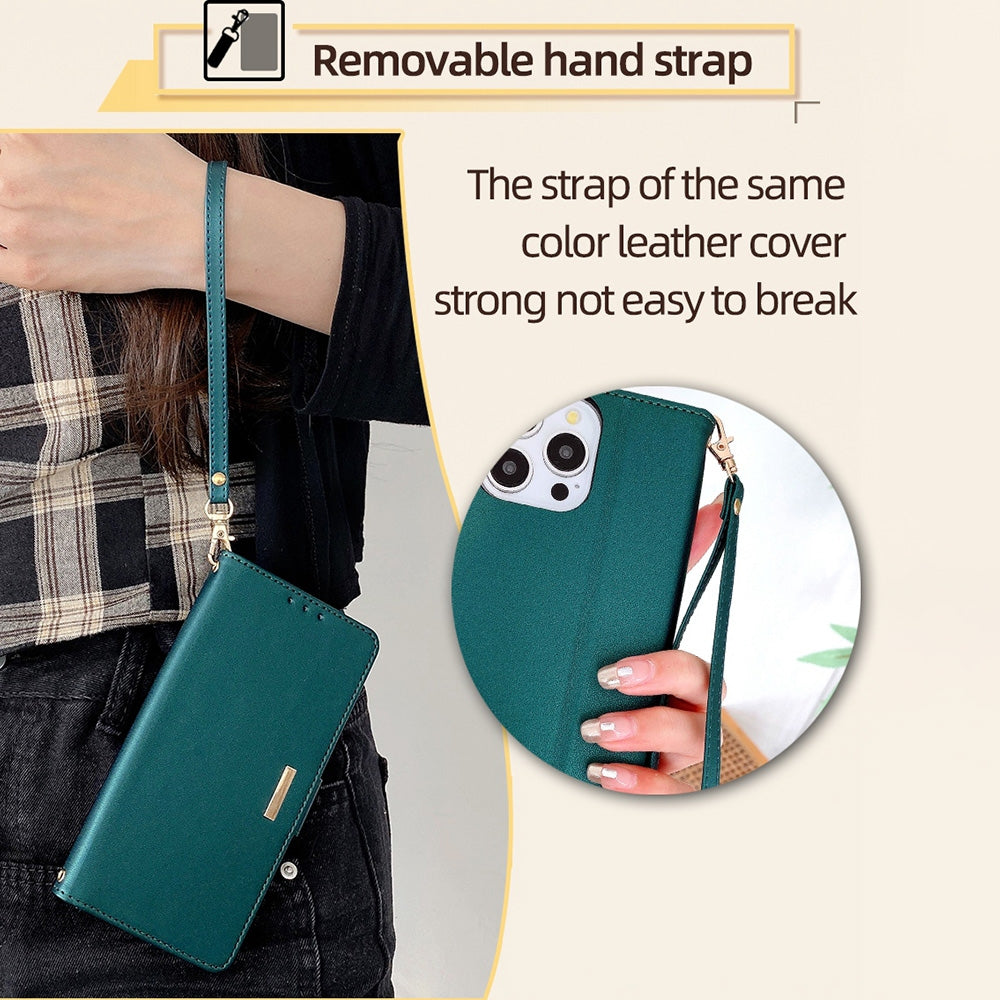 ELECTROPRIME For iPhone 15 Crossbody Chain Leather Phone Case(Green)