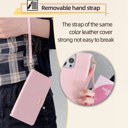 ELECTROPRIME For iPhone 15 Crossbody Chain Leather Phone Case(Pink)