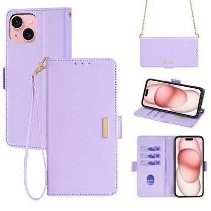 ELECTROPRIME For iPhone 15 Crossbody Chain Leather Phone Case(Purple)