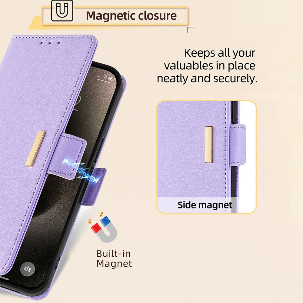 ELECTROPRIME For iPhone 15 Crossbody Chain Leather Phone Case(Purple)