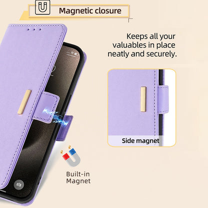 ELECTROPRIME For iPhone 15 Crossbody Chain Leather Phone Case(Purple)
