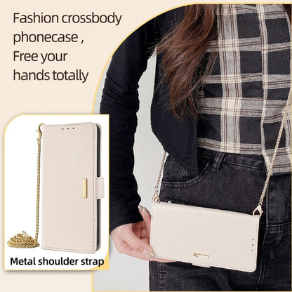 ELECTROPRIME For iPhone 15 Crossbody Chain Leather Phone Case(White)