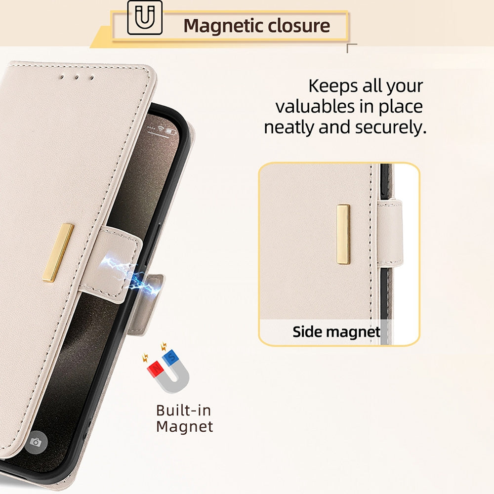 ELECTROPRIME For iPhone 15 Crossbody Chain Leather Phone Case(White)
