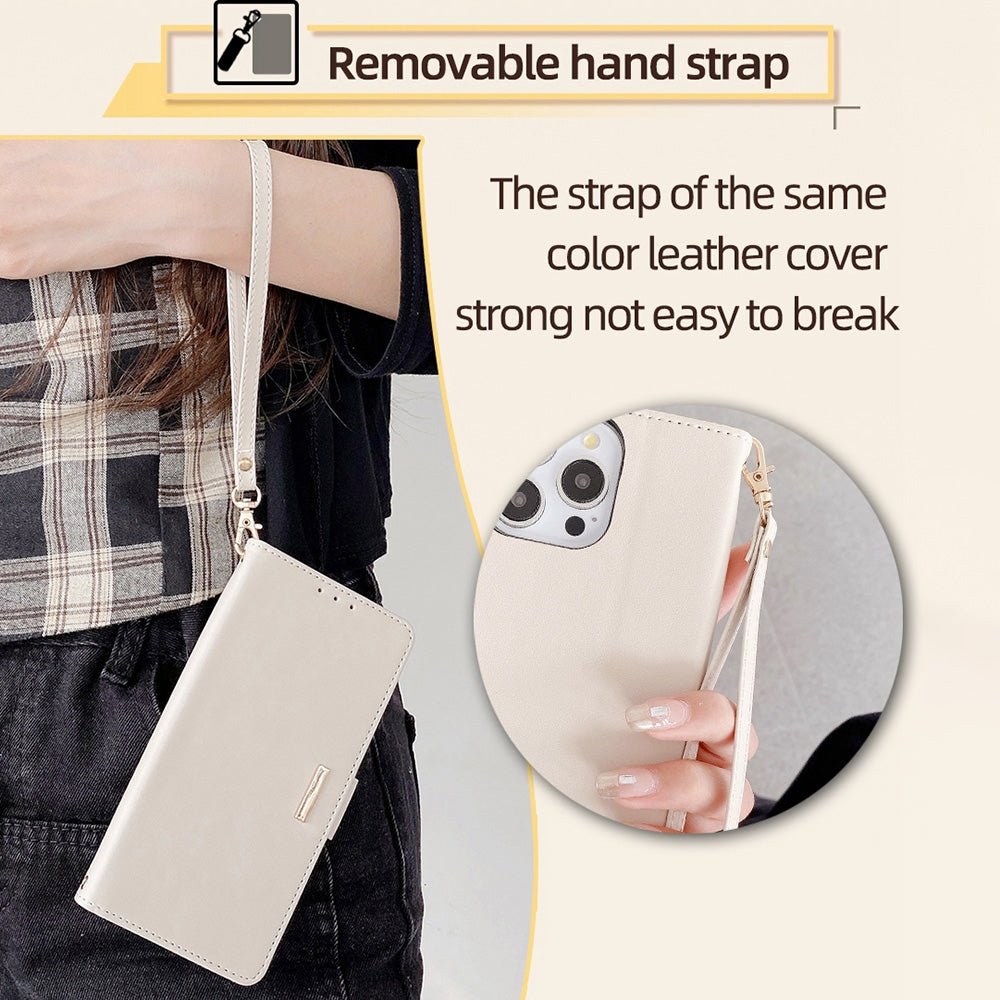 ELECTROPRIME For iPhone 15 Crossbody Chain Leather Phone Case(White)