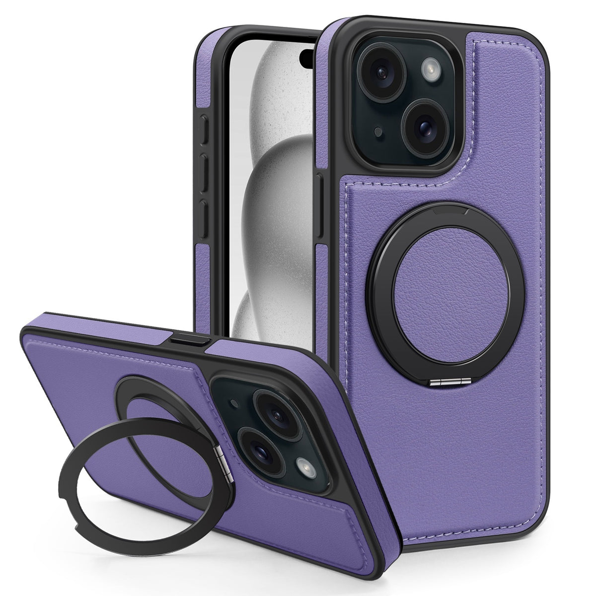 ELECTROPRIME For iPhone 15 Plus Yashi 360 Degree Rotating MagSafe Bracket Phone Case(Purple)