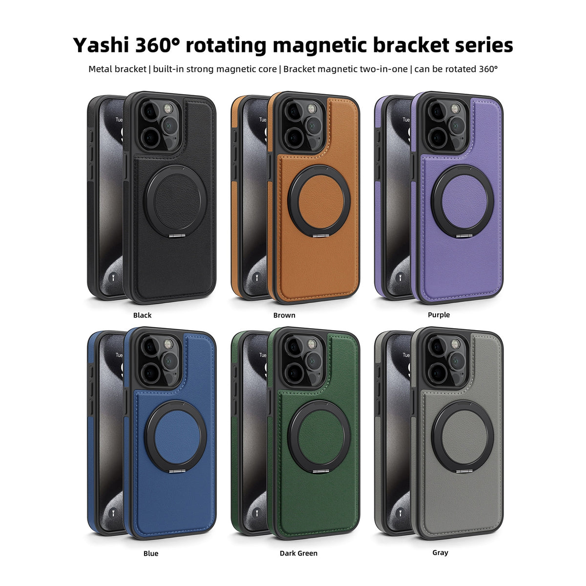 ELECTROPRIME For iPhone 15 Plus Yashi 360 Degree Rotating MagSafe Bracket Phone Case(Purple)