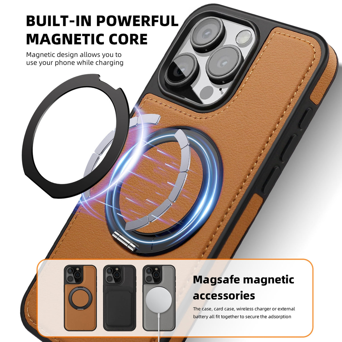 ELECTROPRIME For iPhone 15 Plus Yashi 360 Degree Rotating MagSafe Bracket Phone Case(Purple)