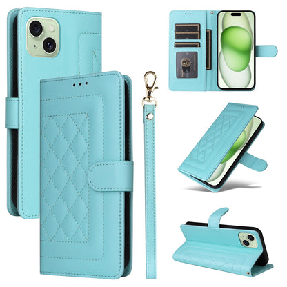 ELECTROPRIME For iPhone 15 Plus Diamond Lattice Leather Flip Phone Case(Mint Green)