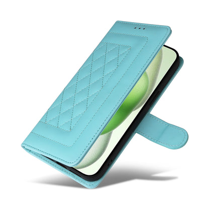 ELECTROPRIME For iPhone 15 Plus Diamond Lattice Leather Flip Phone Case(Mint Green)