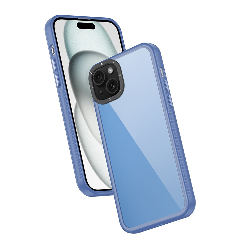 ELECTROPRIME For iPhone 15 Plus Frame Two Color Lens Ring TPU Phone Case(Blue)