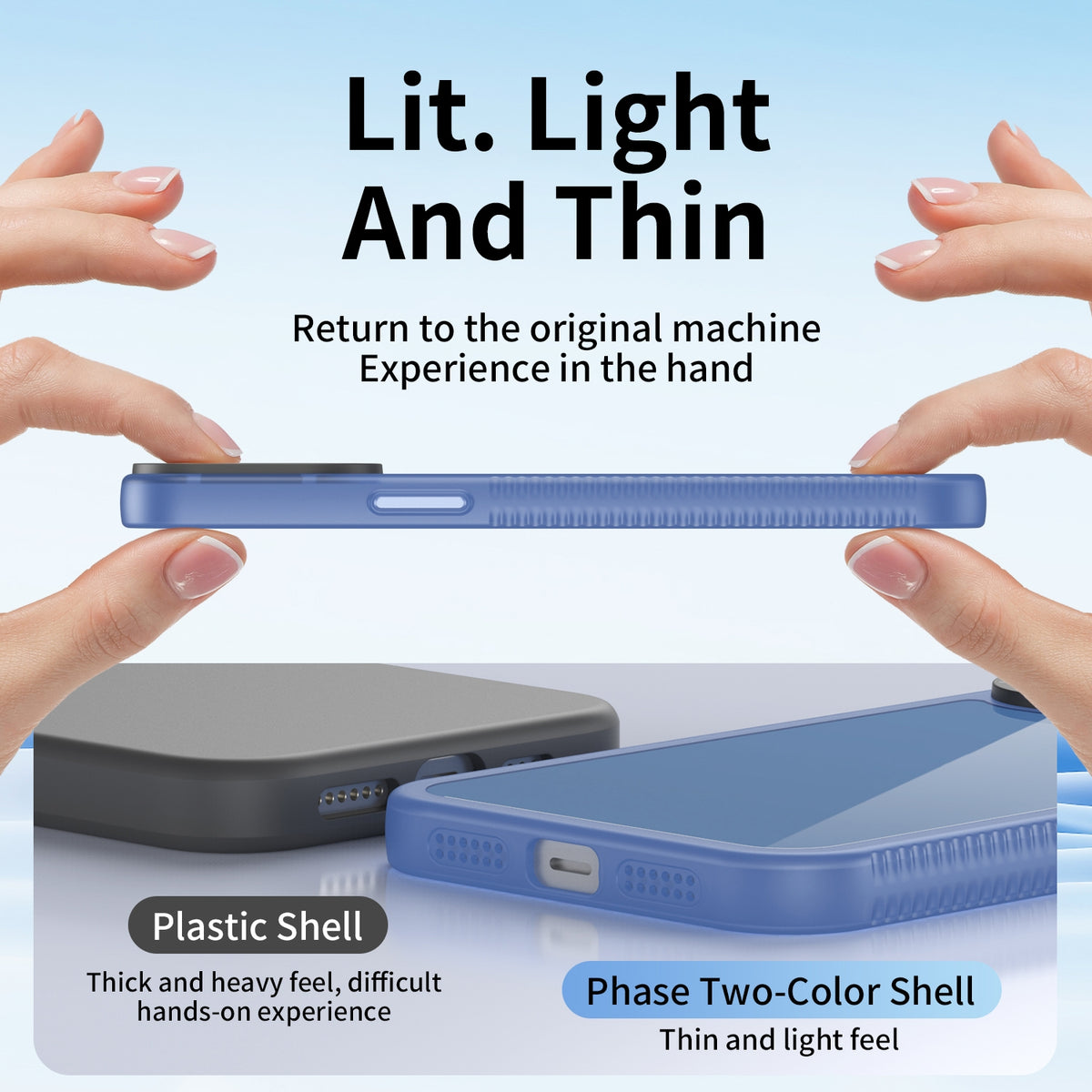 ELECTROPRIME For iPhone 15 Plus Frame Two Color Lens Ring TPU Phone Case(Blue)